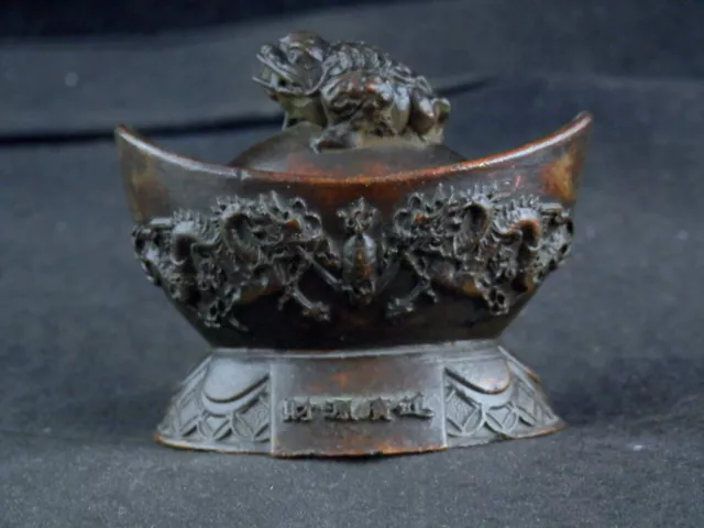 Chinese Bronze Hand Made YuanBao Box W/*Wealth Frog* Cover