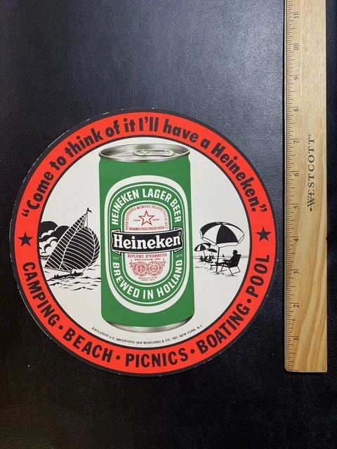 HTF Vintage Heineken Beer Cardboard Advertising Sign Display 8.25” Mancave