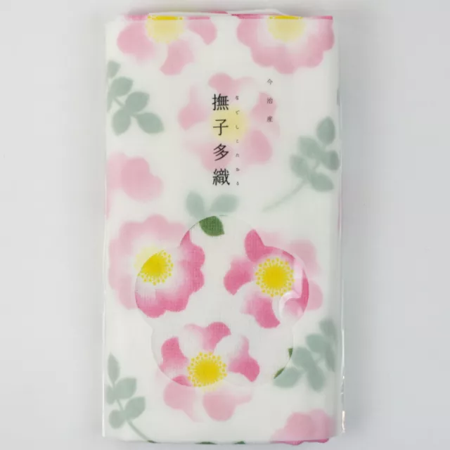 Handtuch "Heckenrose" 34 x 90 cm, japanisches Facetowel, Baumwolle