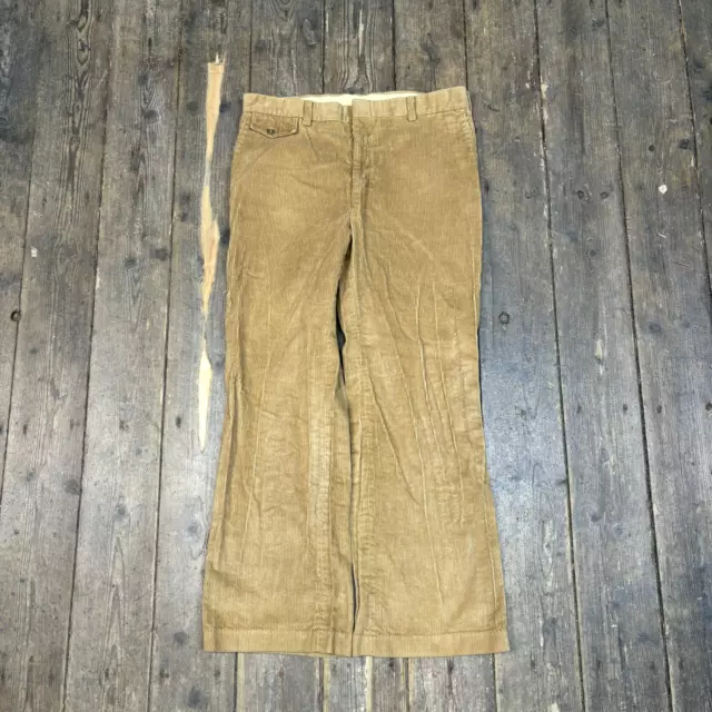 Jumbo Cord Trousers Straight Leg Vintage 90s Corduroy Pants, Beige , Mens 36”