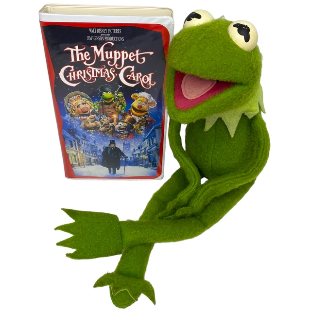Fisher Price Toys Kermit The Frog Plush 1976 & The Muppet Christmas Carol VHS