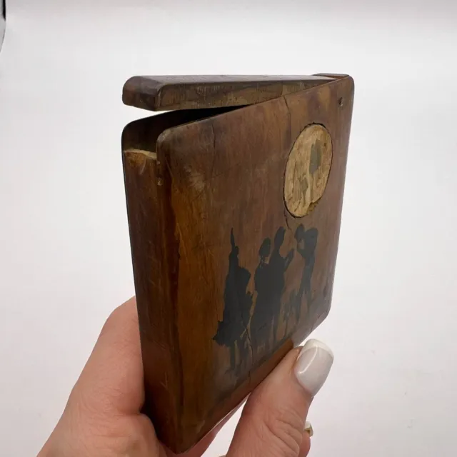 Antique Men's Cigarette Handmade Wooden Cigarette Case 1900's Vintage Tobacciana