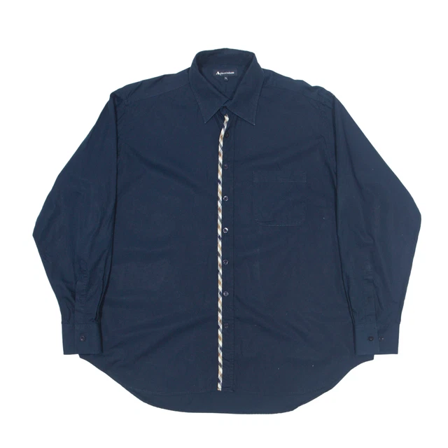 Camicia formale AQUASCUTUM blu manica lunga da uomo XL