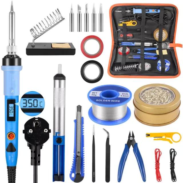 Lötkolben Set Lötset 80W Lötstation Temperatur Einstellbar Soldering Iron Kit EU