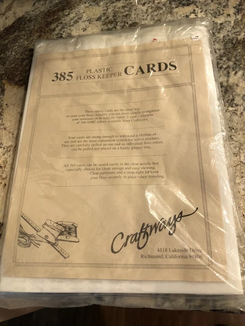 Paquete de tarjetas de guardián de hilo dental de plástico CRAFTWAYS de 385 almacenamiento de hilo bordado NUEVO