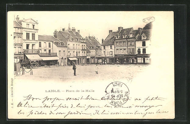 CPA Laigle, Place de la Halle 1901
