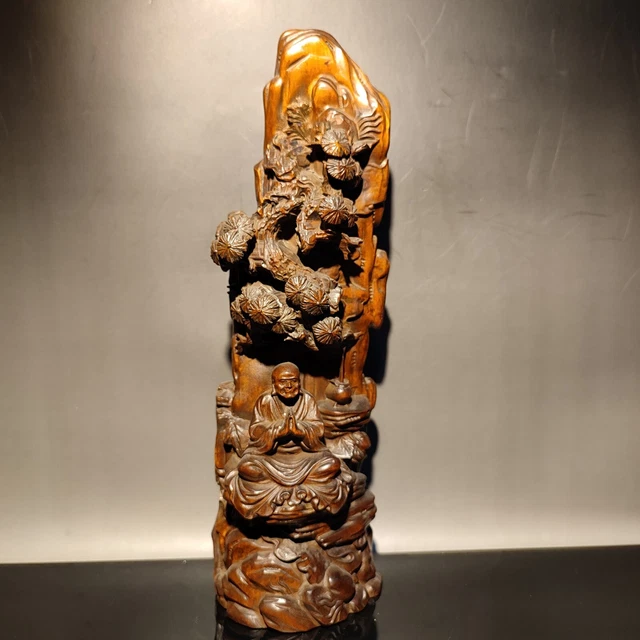 vintage carved wooden buddha statue monk wood home decor decorative sculpture