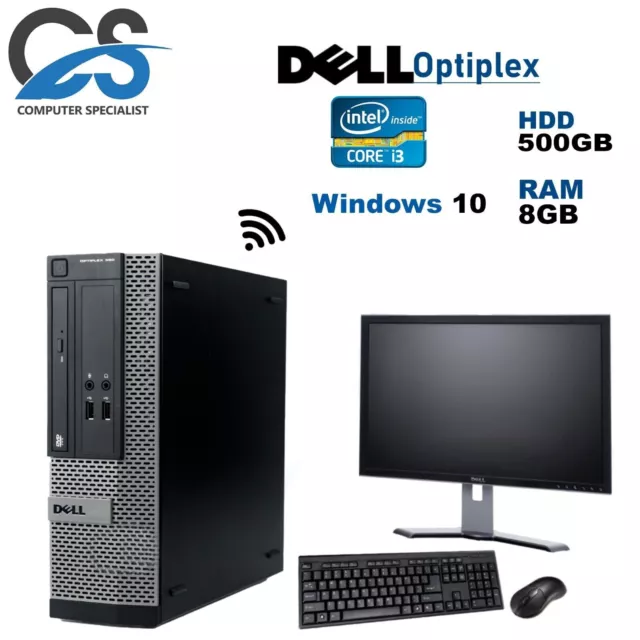 WINDOWS10 FULL DELL/HP COMPUTER DESKTOP TOWER PC INTEL i3 8GB RAM 500GB HDD WIFI