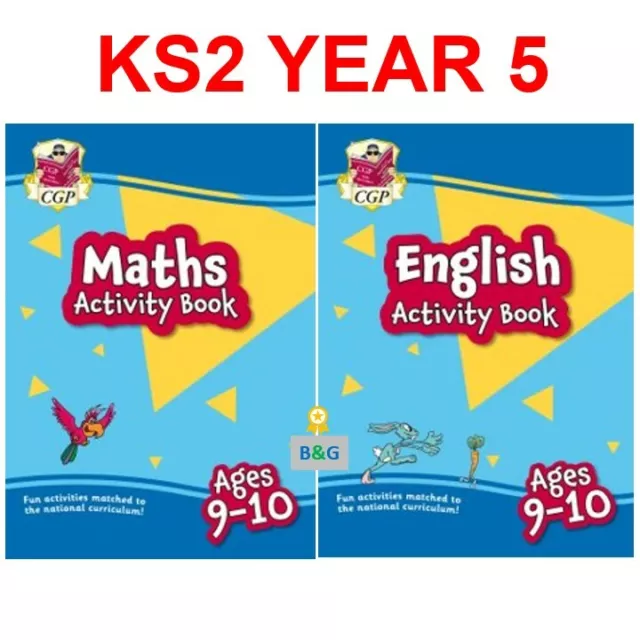 KS2 Year 5 Maths English Home Learning Activity Books with Answer Ages 9-10 Cgp