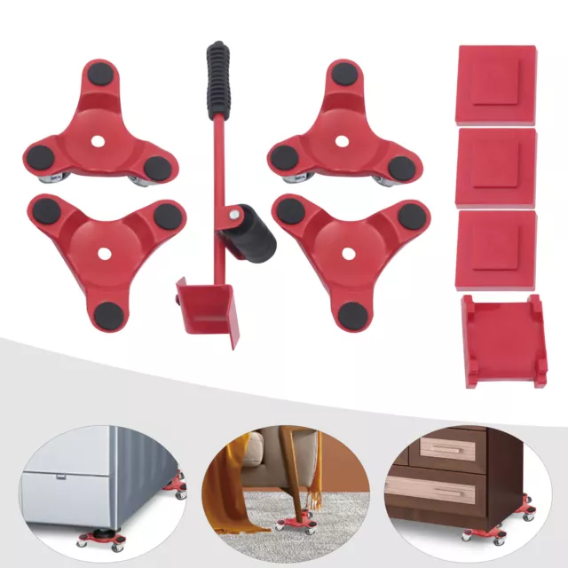 4Pcs Moving Tri-Dolly Set  & Lifter Heavy Duty Furniture Mover w/ 12 Wheels