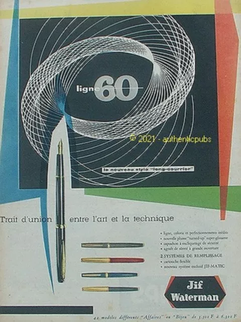 Publicite Waterman Jif Matic Porte Plume Stylo Affaires Bijou De 1959 Ad Pub