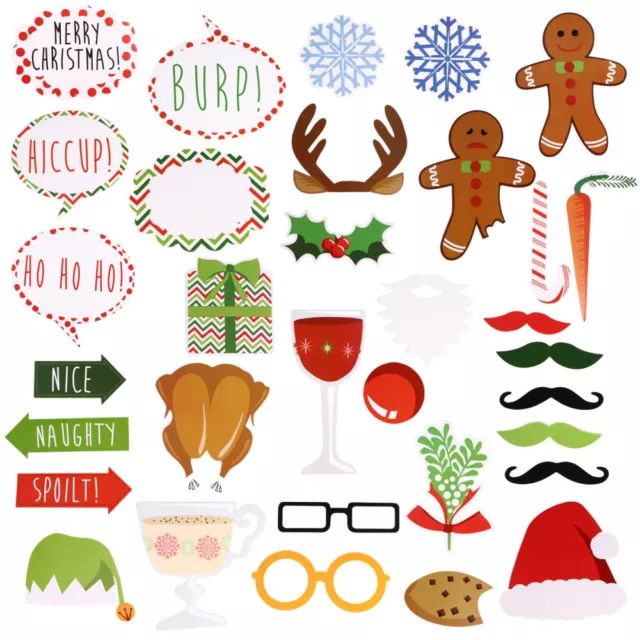 Christmas Photo Props for Decor Booth Cupcake Decorations Paper