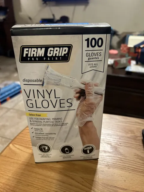 FIRM GRIP Pro Paint Disposable Vinyl Gloves ( 100 gloves ) Latex Free 13690 Glov