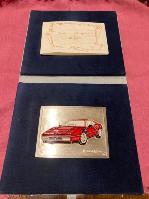 RARE VINTAGE SILVER FERRARI PLAQUE : STUNNING MARKED 999 with certification !!!