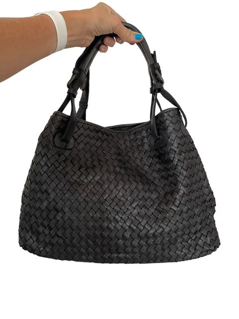 Borsa A Mano Donna In Vera Pelle Con Stampa Intrecciata – Tracolla Regolabile, Dimensioni 33x17x29 Cm