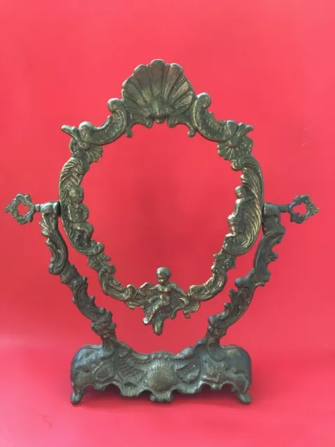 Antique Vintage Art Nouveau victorian Cherub Standing Vanity NO Mirror Cast Iron