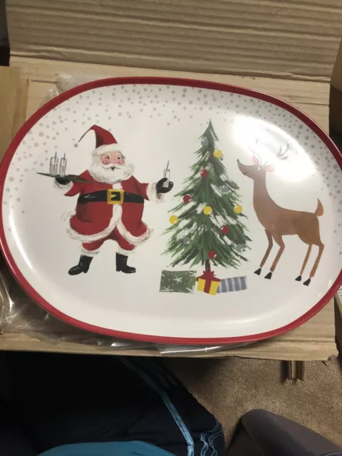 NEW Pottery Barn Kids Jolly Santa Melamine Platter Christmas Holiday Plate SERVE