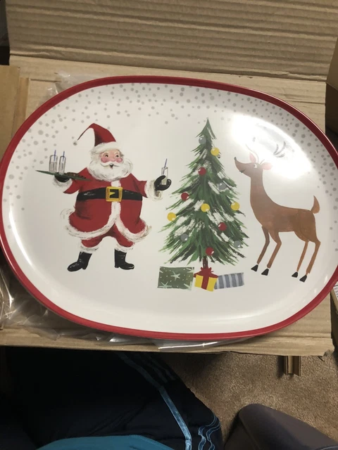 NEW Pottery Barn Kids Jolly Santa Melamine Platter Christmas Holiday Plate SERVE