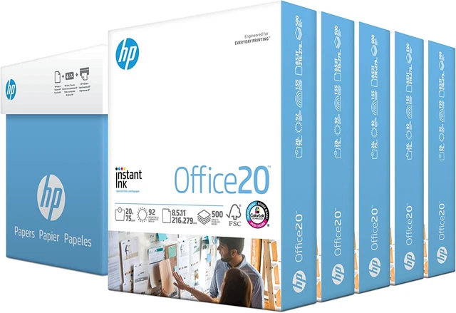 HP Printer Paper | 8.5 x 11 Paper | Office 20 lb | 5 Ream Case - 2500 Sheets | 9 HP Printer Paper | 8.5 x 11 Paper | Office 20 lb | 5 Ream Case - 2500 Sheets | 9