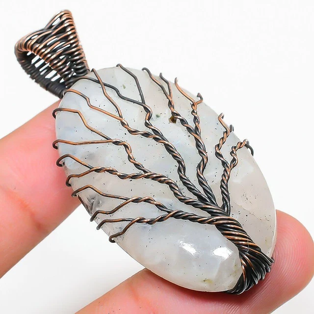 Pendentif En Cuivre Brillant Kunzite Rose Fil De Cuivre Wrap