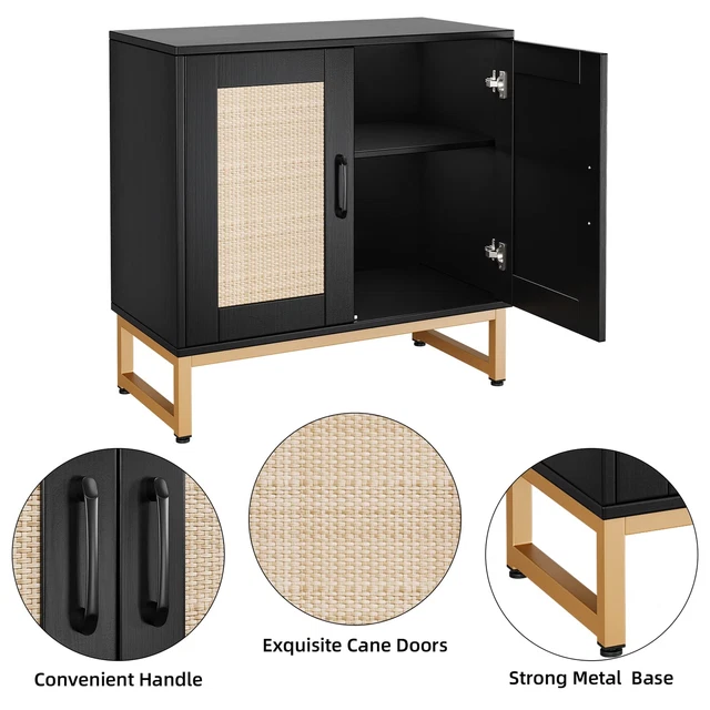 Kitchen Buffet Cabinet Accent Storage Cabinet with Rattan Doors Console Table