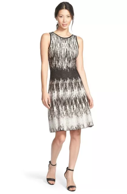 Nic + Zoe 123773 'Falling Lines Twirl' Jacquard Knit Dress Sz PM $218