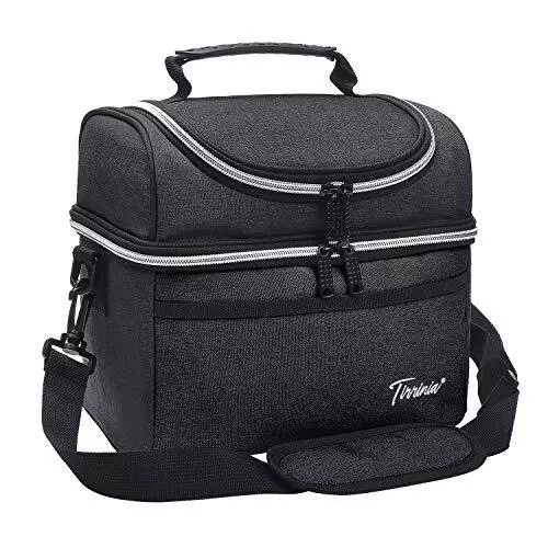 Insulated Lunch Bag for Men Work, Picnic Cooler Bag 10L Large Beach Travel Black