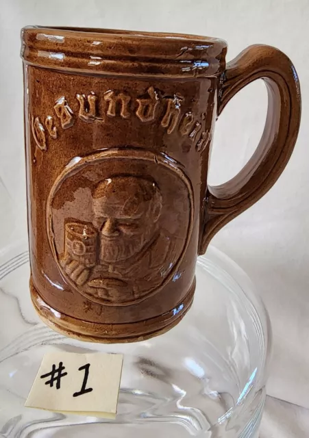 Vintage Gesundheit German Beer Stein Stoneware Mug Germany Rare