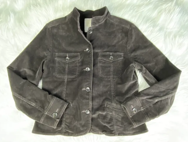 DOCKERS Women’s Corduroy Jacket  Medium Dark Brown Button Up Pockets