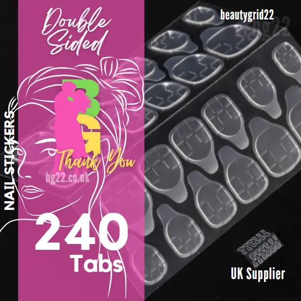 240 Adhesive Tabs Double-Sided Stickers for False Fake Nail Tip Glue Tape