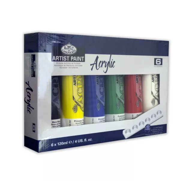 Royal & Langnickel Artiste Acrylique Peinture Set 6 X 120ml Colour Tubes +