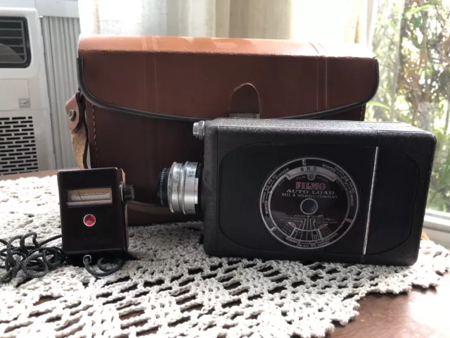 VINTAGE 1930’s Bell & Howell Filmo Auto Master 16mm Movie Camera & Leather Case