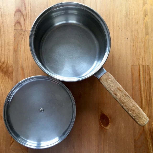 VINTAGE PRESTIGE LIFETIME Stainless Steel Copper Bottom Saucepan Wooden