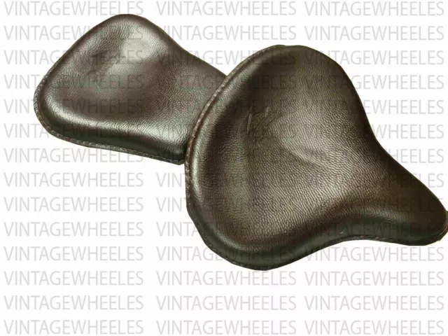Harley Style Leather Front & Rear Seat Brown Fit For Royal Enfield Standard
