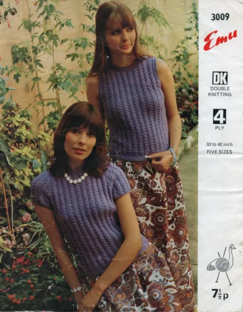 ~ Patrón de tejido vintage de emú de la década de 1970 para prendas de vestir bonitas para dama ~ 32"" ~ 42"" ~