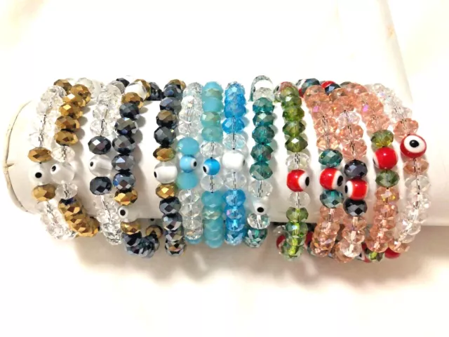 Protection Luck Bracelet Various Colored Crystals Evil Eye Stretch Bracelets