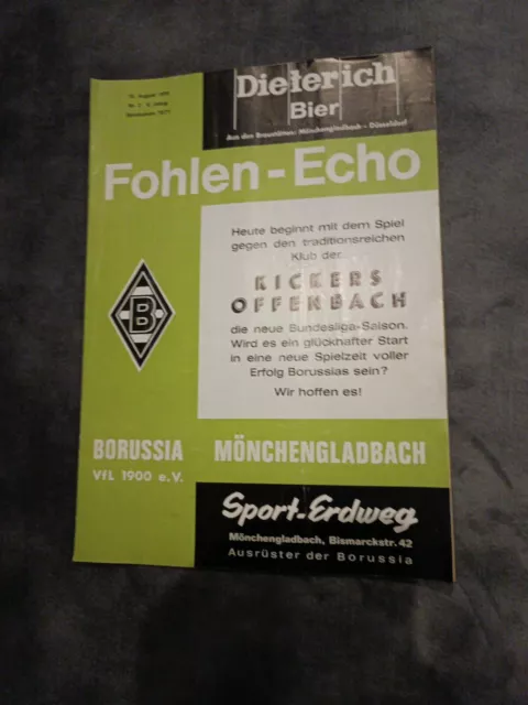 Fohlen Echo 15.08.1970 Borussia Mönchengladbach Kickers Offenbach Meistersaison