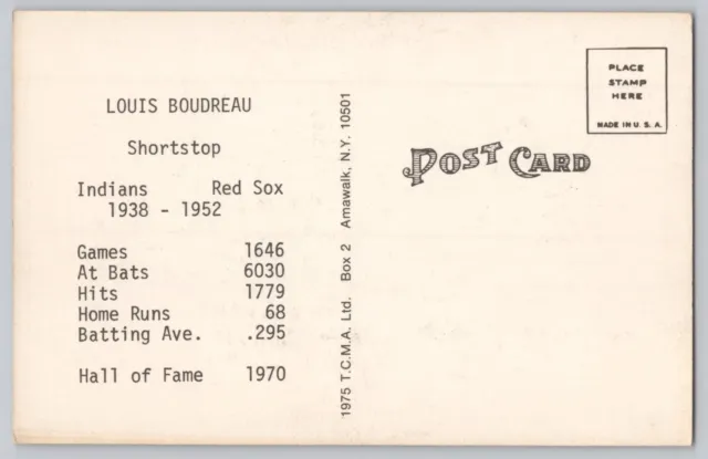 1973-80 LOU BOUDREAU Cleveland Tcma All Time Greats Postcard Baseball ...