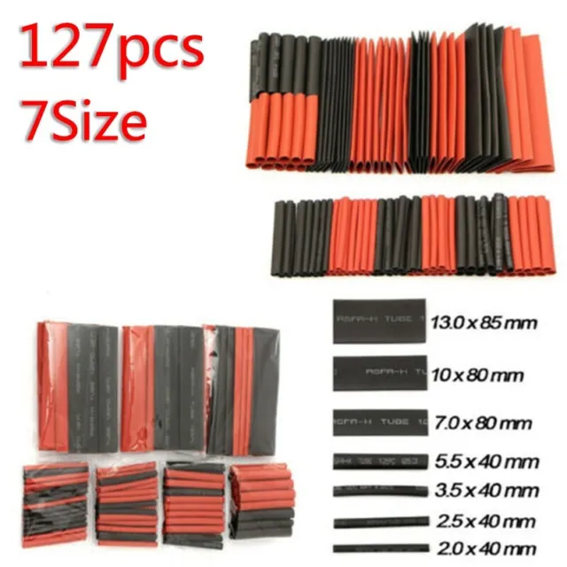 127 pezzi nero rosso tubo termoretraibile isolamento tubo termoretraibile kit 2:1