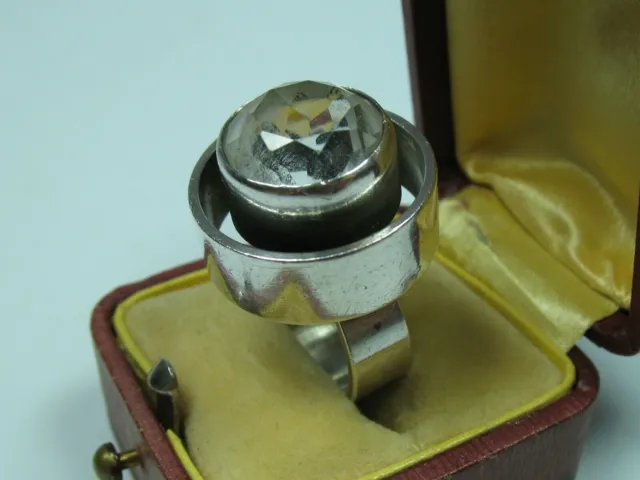Ring Silber 925 N E From Dänemark Vintage Design mit Bergkristall Edelstein
