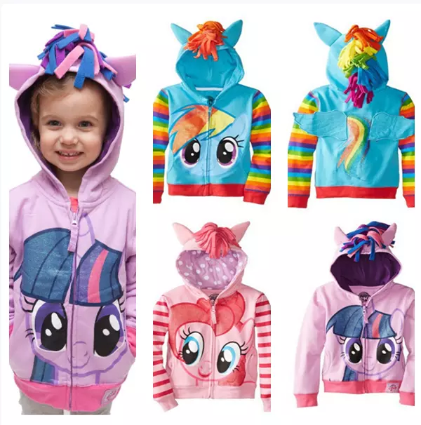 Kids Girls My Little Pony Hoodie Wings Jacket Twilight Rainbow Dash Sweater