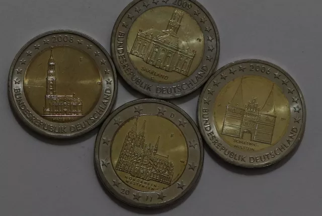 🧭 🇩🇪 Germany 2 Euro - 4 Commemorative Coins B56 #36