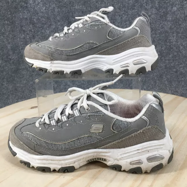 Skechers Shoes Womens 6 DLites Athletic Sneakers SN11936W Gray Leather Lace Up