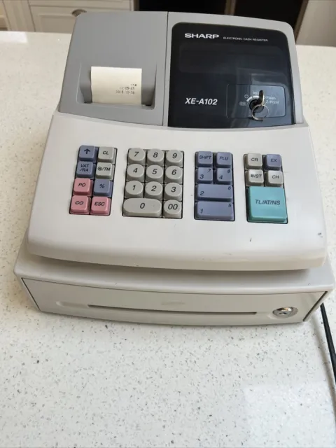 SHARP XE-A102 Registratore di cassa elettronico e chiave TESTATO FUNZIONANTE negozio caffetteria salone POSTA
