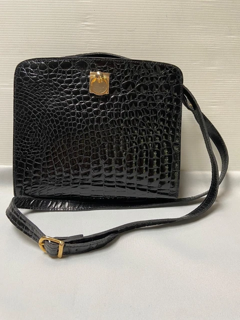 Sac A Main Sabatier SAC BESACE TOUT Cuir Croco Noir Vernis