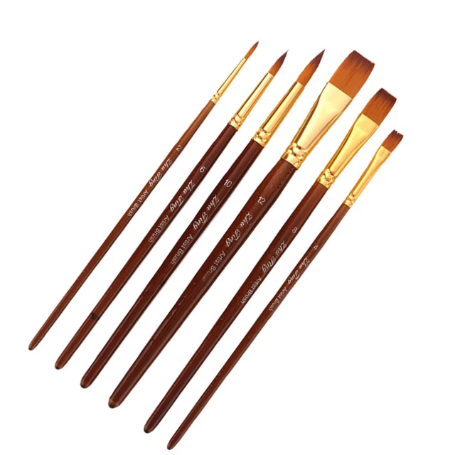 6 pz pennelli bicolore nylon vernice acquerello studente maggiore