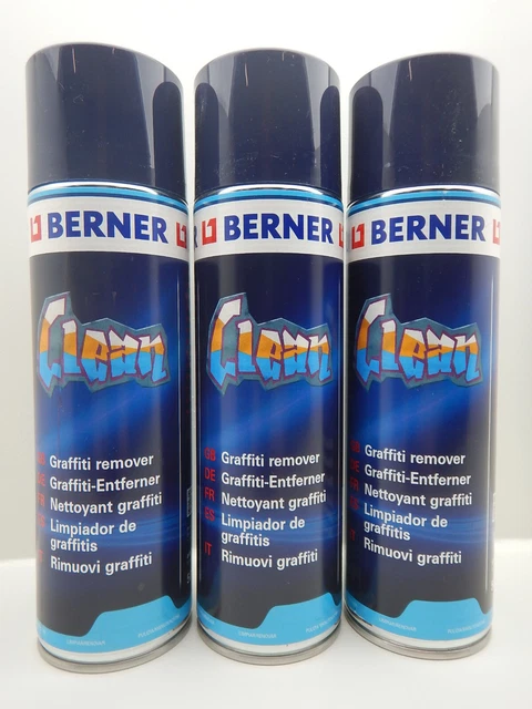 3x Berner Graffiti Entferner Reiniger Materialschonend Spraydose 407956 500ml