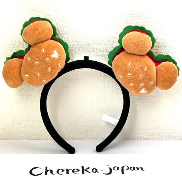 Tokyo Disney Resort Headband Hamburgers Food Mickey Plush Ears Japan TDL TDS