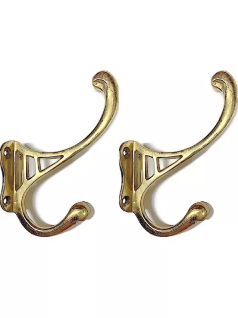 2 COAT HOOKS door solid 100% brass furniture watson 486  polished 4 " DECO B