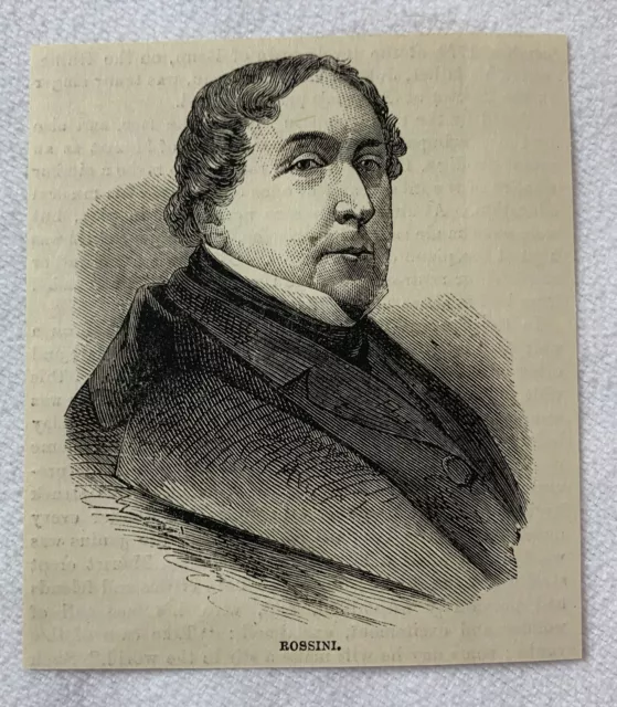 1882 magazine engraving~ composer GIOACHINO ROSSINI